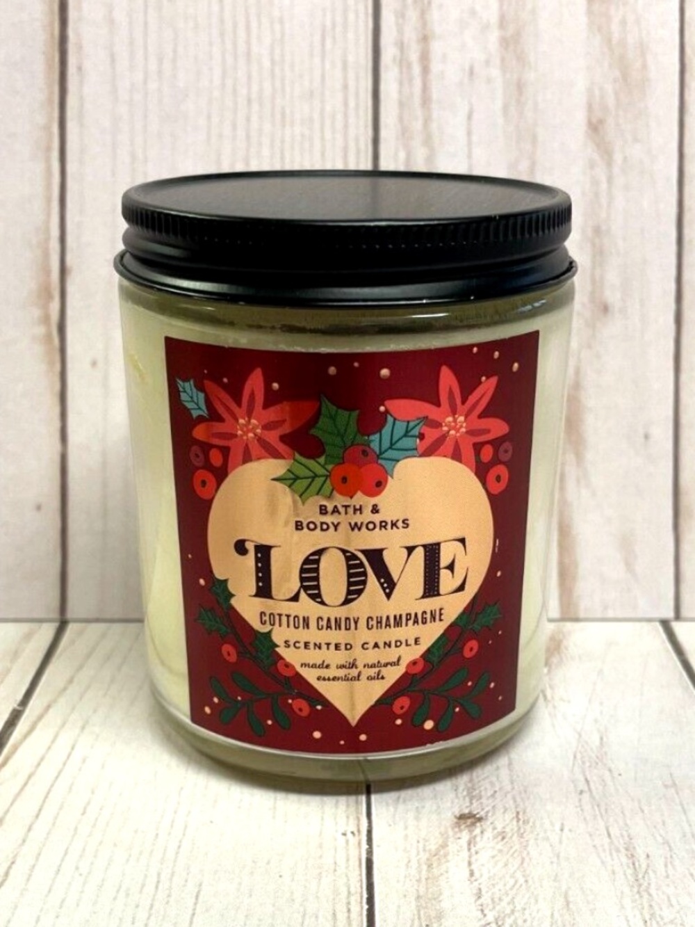 Bath & Body Works Single Wick Candle Cotton Candy Champagne Christmas Scent NEW